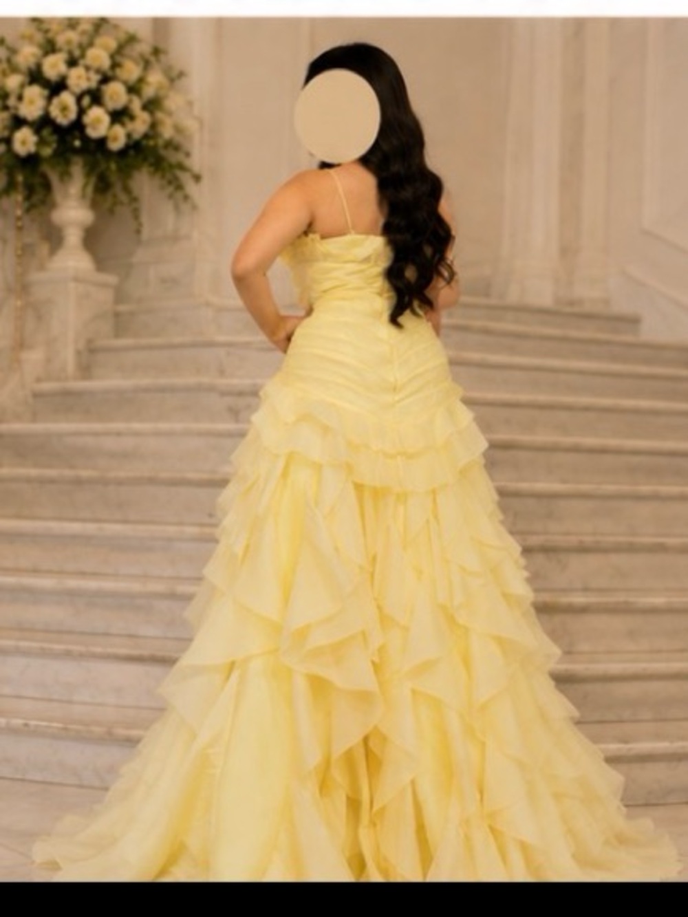 Camilla Pale Yellow Ruffled Tulle Ball Gown